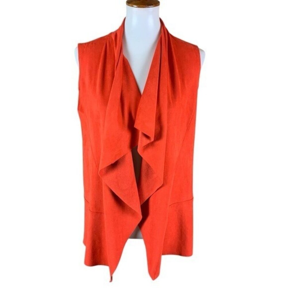 Lenny B Paris Dutsy Waterfall Vest‎ Sleeveless Open Front Jacket Orange Size 2